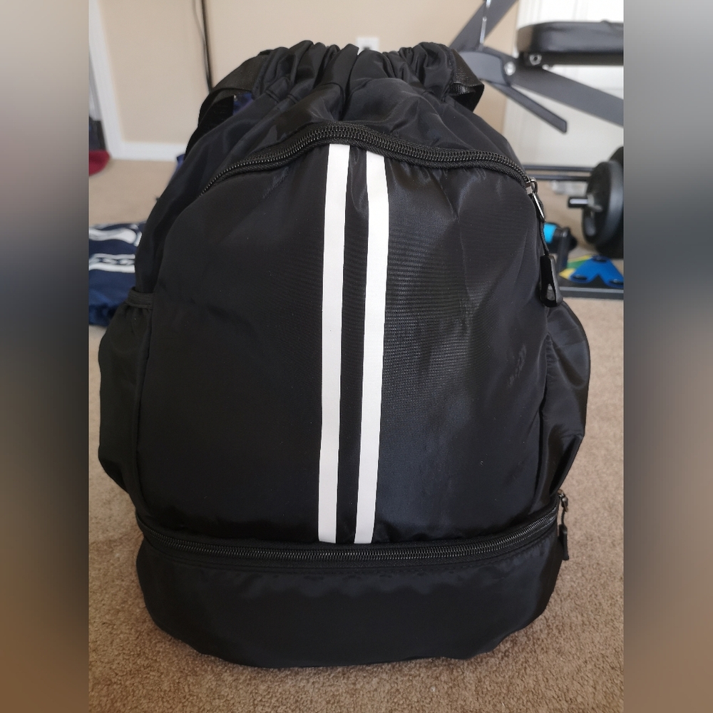 Brand New Gym Backpack with White Stripes